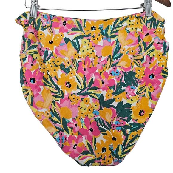 Anne Cole Bikini Convertible Bottom Womens XXL Pink Floral High Waist Tropical C - Picture 2 of 8